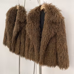 MILLIE SHEARLING FAKE FUR COAT COFFE