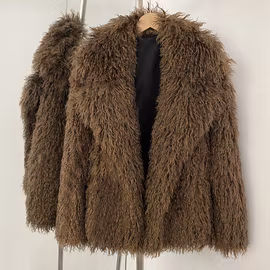 MILLIE SHEARLING FAKE FUR COAT COFFE