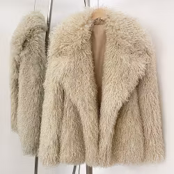 MILLIE SHEARLING FAKE FUR COAT ALMOND