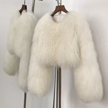 BECCA CROPPED SHEARLING JACKET WHITE