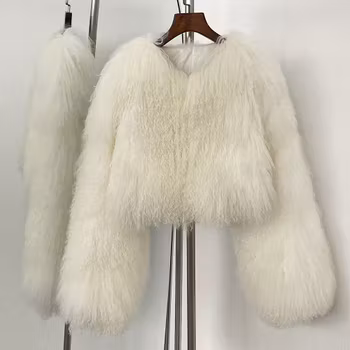 BECCA CROPPED SHEARLING JACKET WHITE