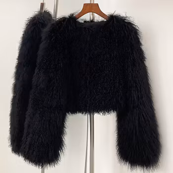 BECCA CROPPED SHEARLING JACKET BLACK