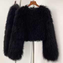 BECCA CROPPED SHEARLING JACKET BLACK