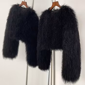 BECCA CROPPED SHEARLING JACKET BLACK