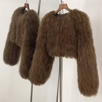 BECCA CROPPED SHEARLING JACKET KHAKI