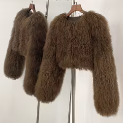 BECCA CROPPED SHEARLING JACKET KHAKI