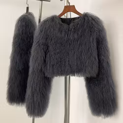 BECCA CROPPED SHEARLING JACKET GRAY