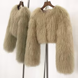 BECCA CROPPED SHEARLING JACKET BEIGE