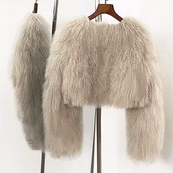 BECCA CROPPED SHEARLING JACKET SILVER