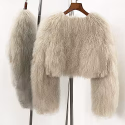 BECCA CROPPED SHEARLING JACKET SILVER