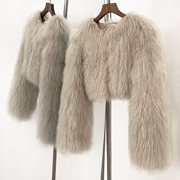 BECCA CROPPED SHEARLING JACKET SILVER