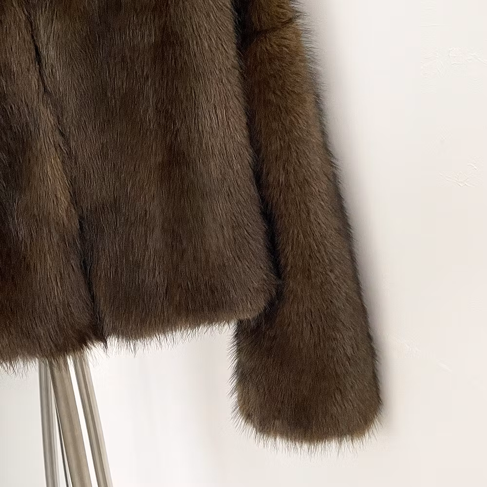 CARA FAKE FUR JACKET BROWN