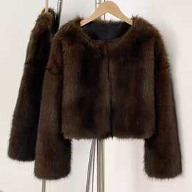 CARA FAKE FUR JACKET BROWN