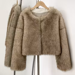 CARA FAKE FUR JACKET TAN