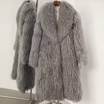 FAYE SHEARLING MAXI COAT GREY