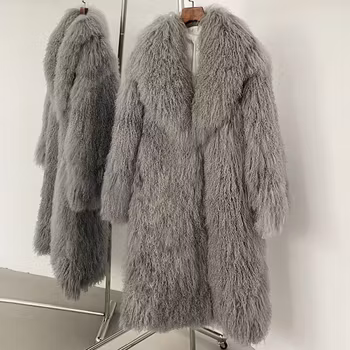FAYE SHEARLING MAXI COAT GREY