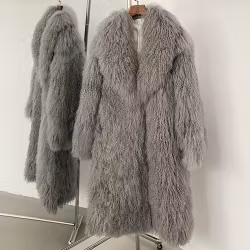 FAYE SHEARLING MAXI COAT GREY