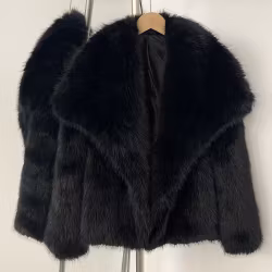 BROOKLYN FAKE FUR COAT BLACK