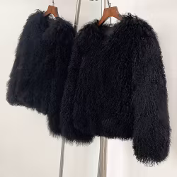 CANNES SHEARLING JACKET SHORT BLACK