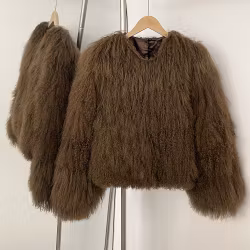 CANNES SHEARLING JACKET SHORT BROWN