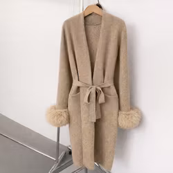 KIARA LONG CARDIGAN JACKET BEIGE