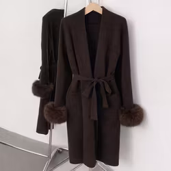 KIARA LONG CARDIGAN JACKET BROWN