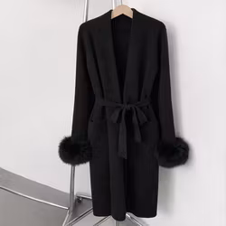 KIARA LONG CARDIGAN JACKET BLACK