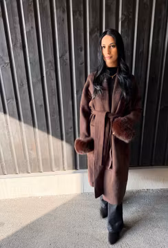 KIARA LONG CARDIGAN JACKET BROWN