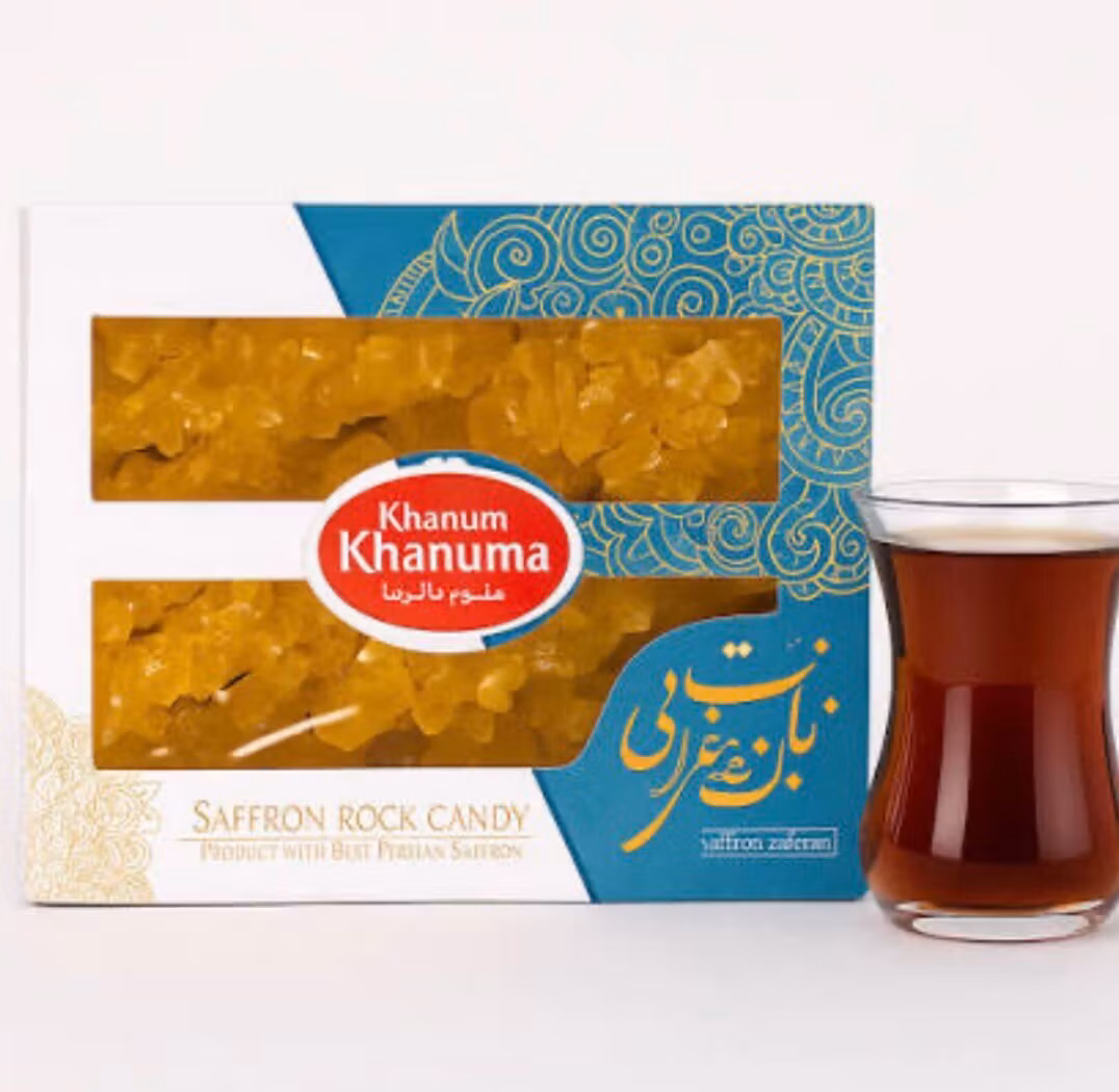 Nabat med saffran Khanum Khanuma(350g)شاخه نبات زعفرانی