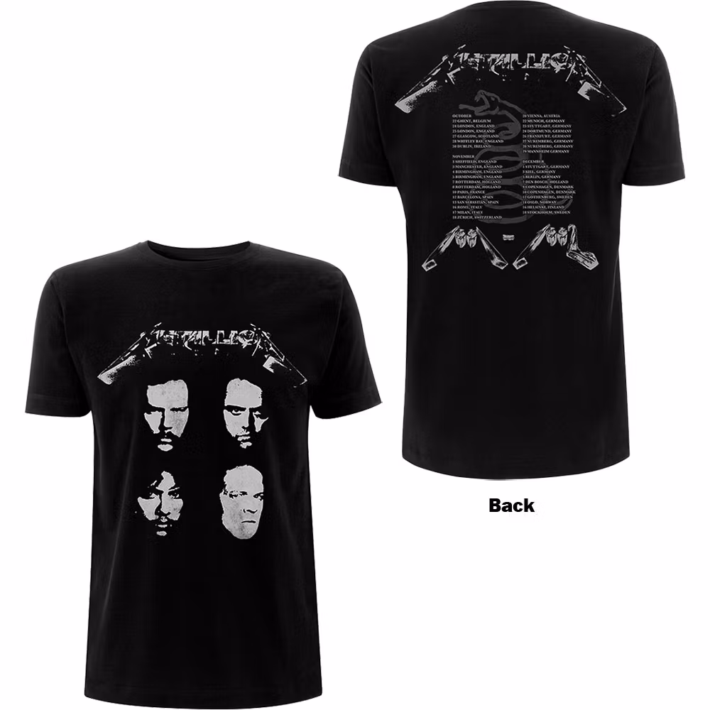 METALLICA: Black Album 4 Faces (Back Print) T-shirt (black)