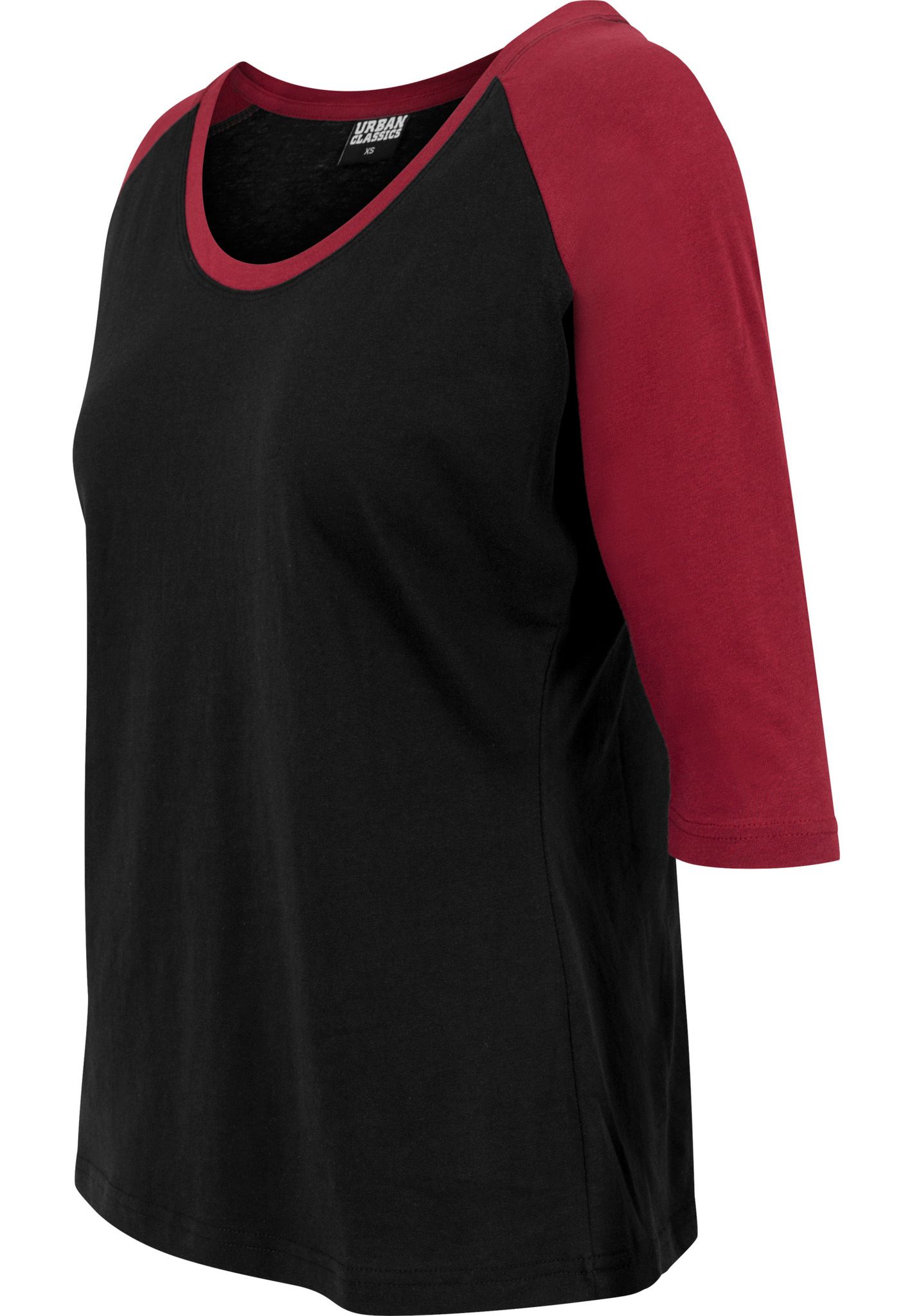 URBAN CLASSICS: Ladies 3/4 Contrast Raglan Tee (black/burgundy)
