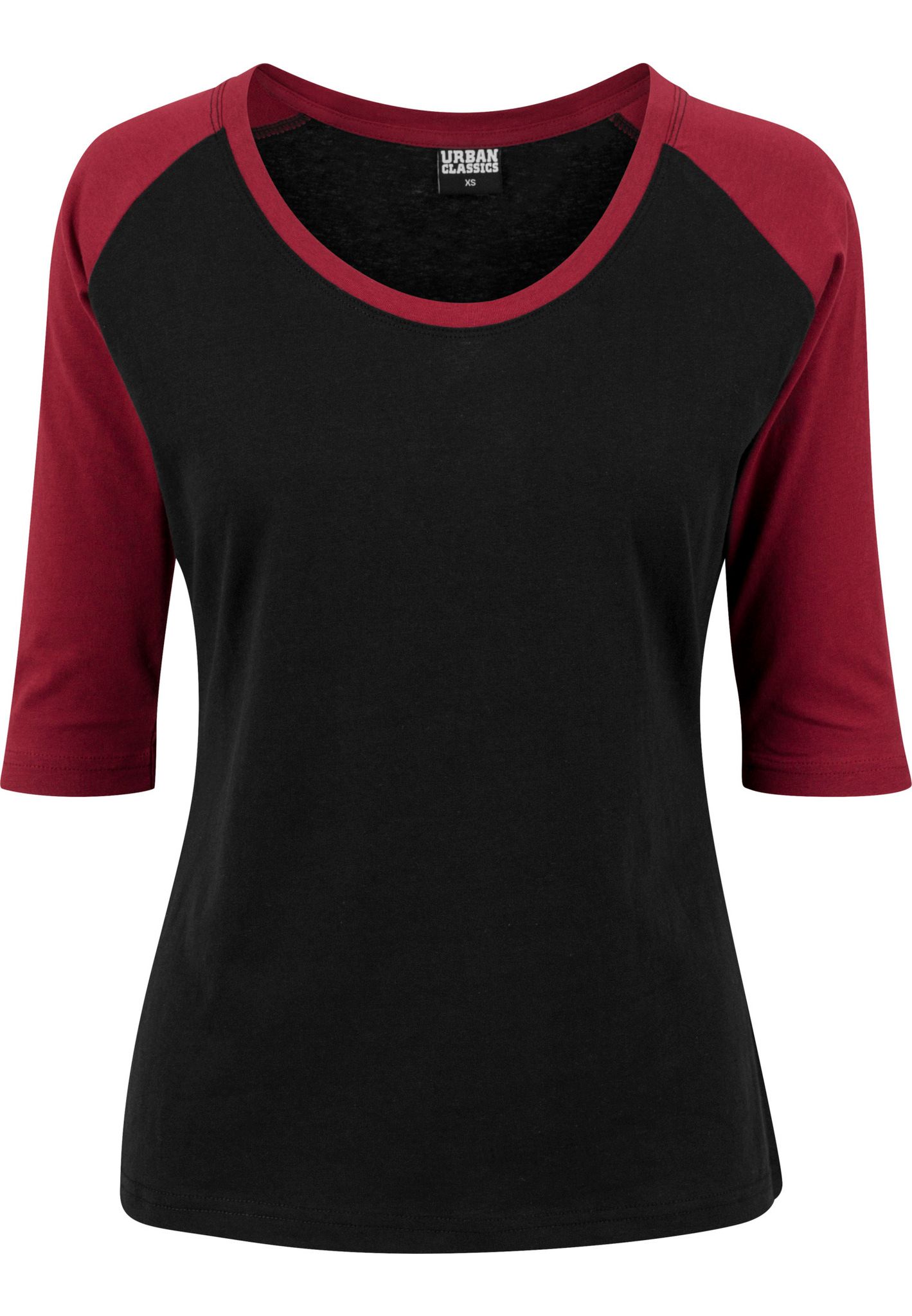 URBAN CLASSICS: Ladies 3/4 Contrast Raglan Tee (black/burgundy)