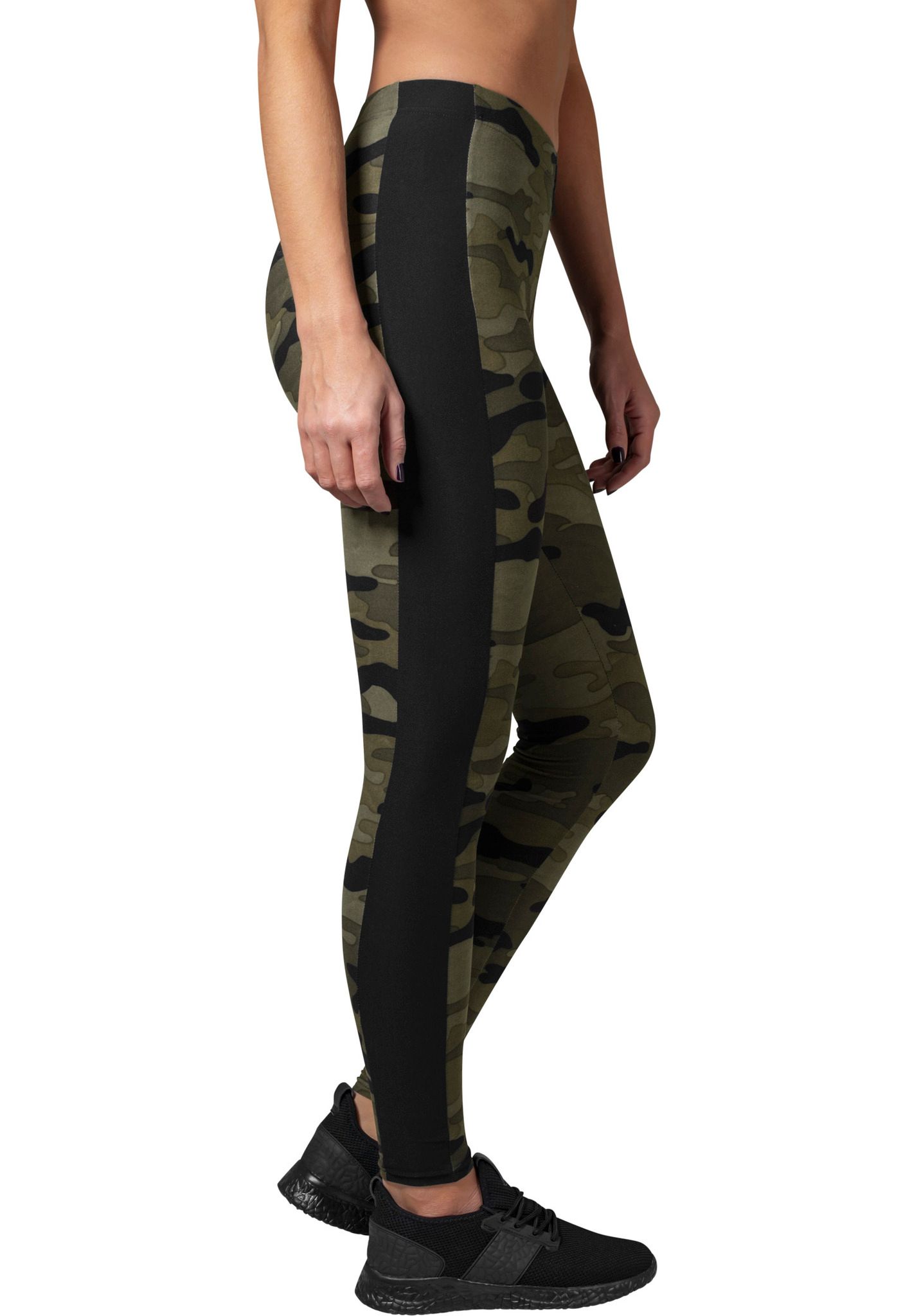 URBAN CLASSICS: Camo Stripe Leggings (wood camo/black)