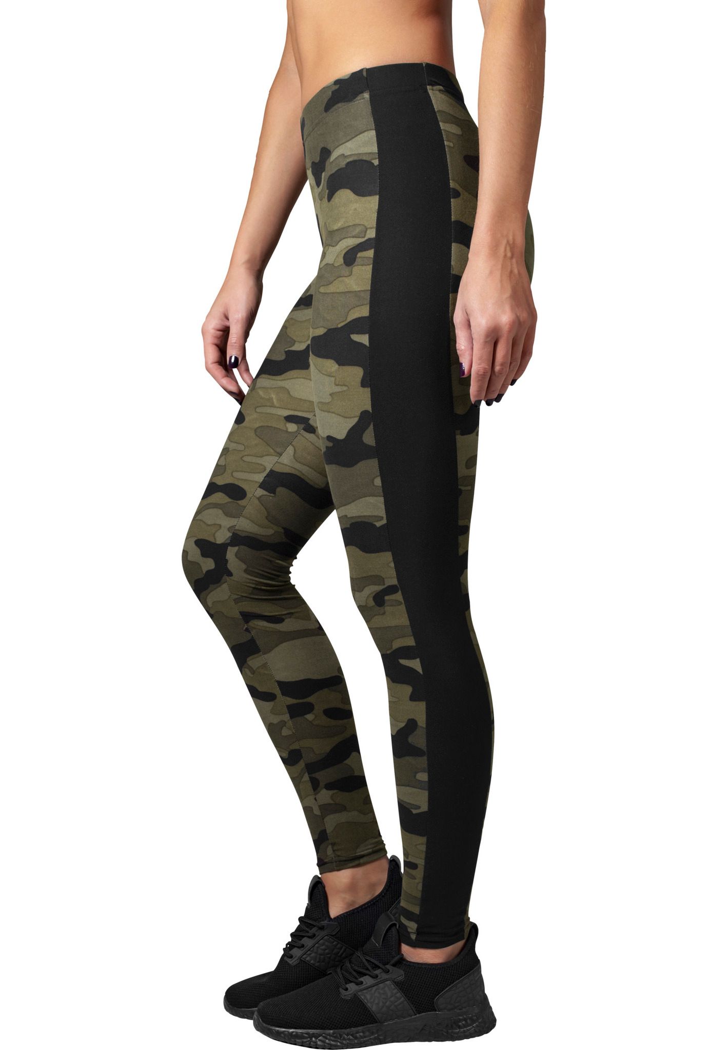 URBAN CLASSICS: Camo Stripe Leggings (wood camo/black)