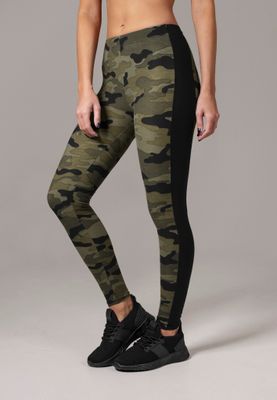 URBAN CLASSICS: Camo Stripe Leggings (wood camo/black)