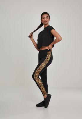 URBAN CLASSICS: Ladies Side Striped Pattern Leggings (black/leo)