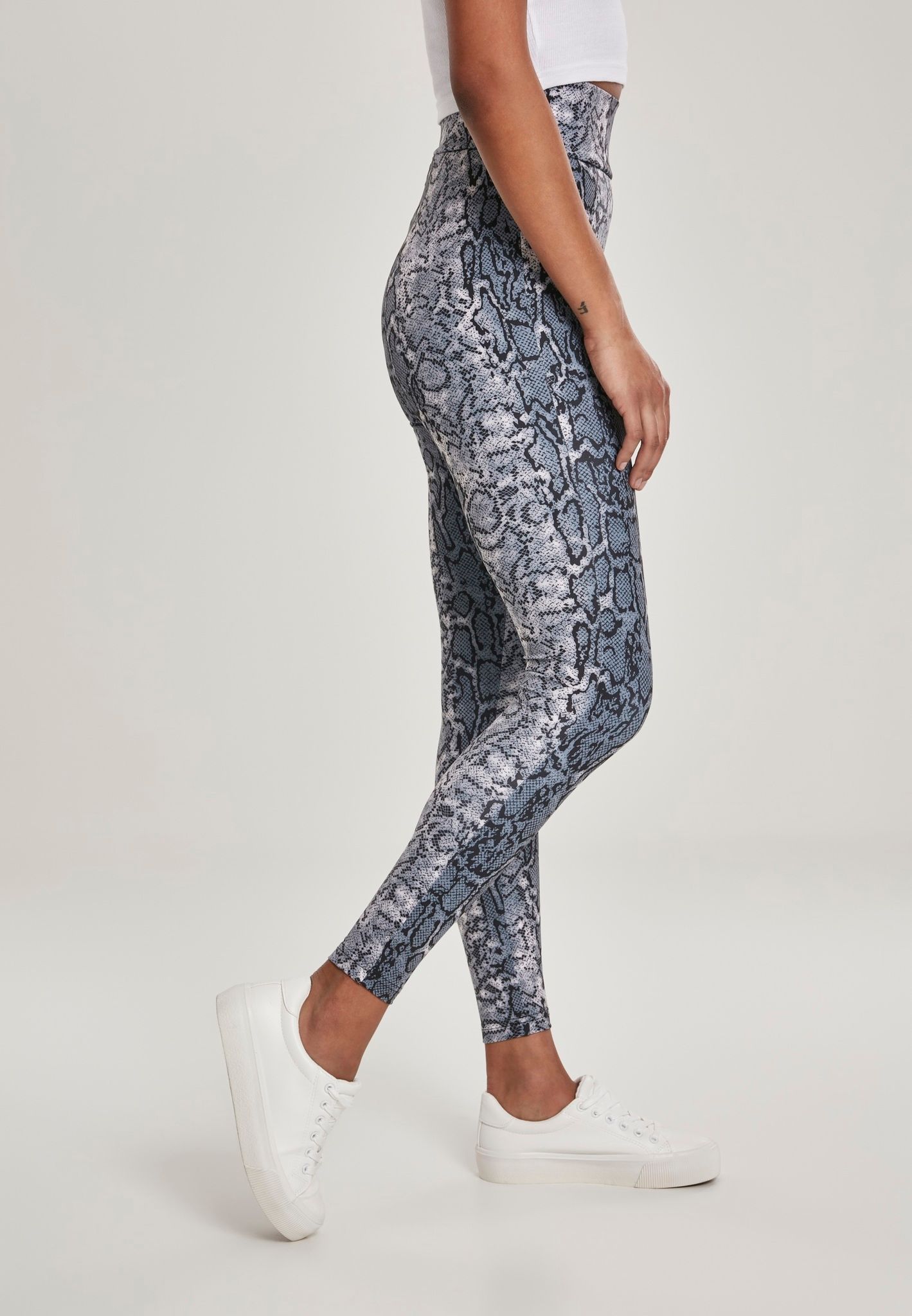 URBAN CLASSICS: Ladies AOP High Waist Leggings (grey snake)