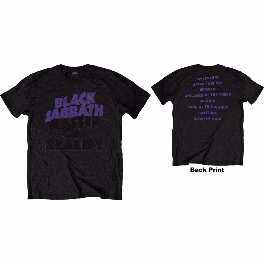 BLACK SABBATH: Master Of Reality Album (back print) T-shirt (black)