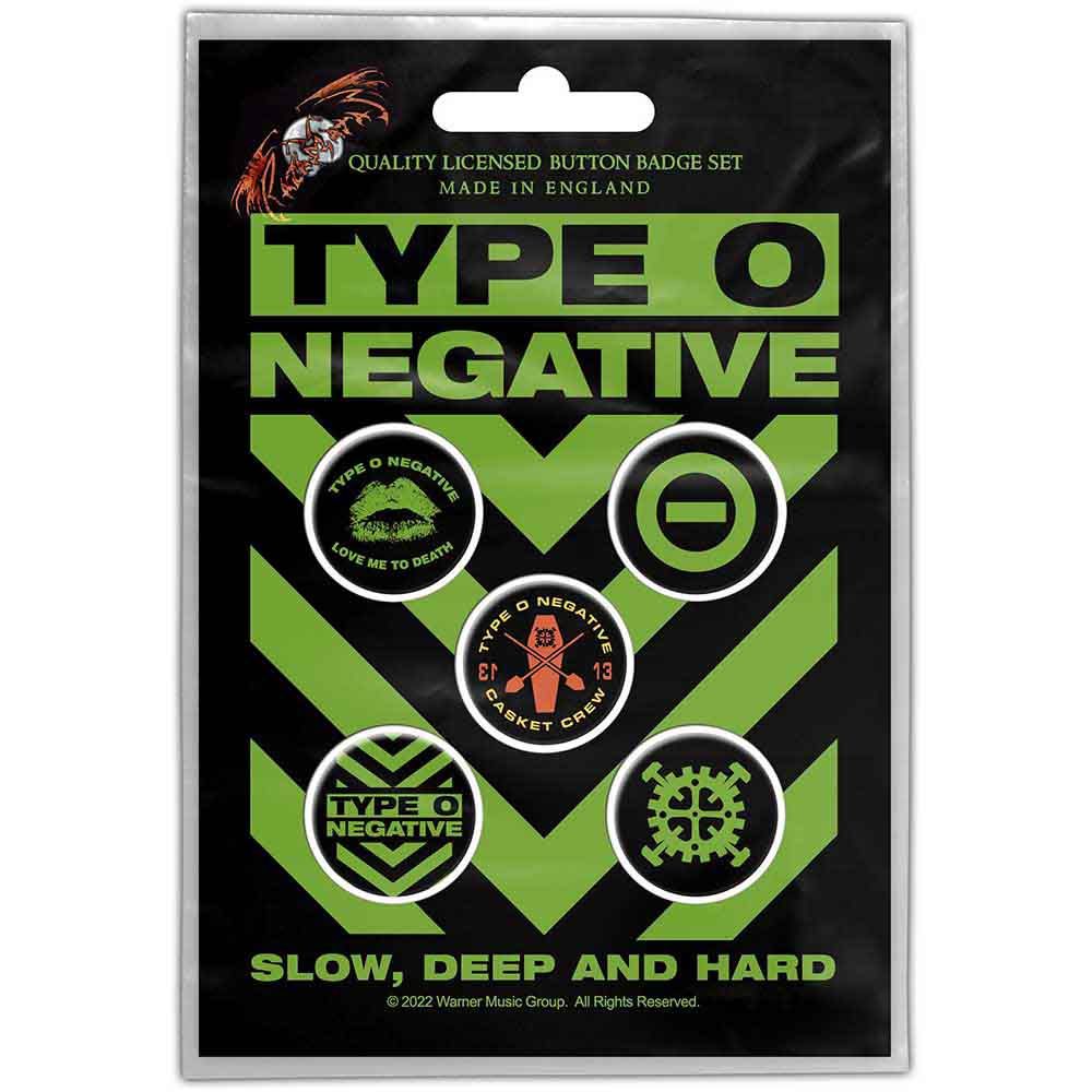 TYPE O’NEGATIVE: Slow, Deep & Hard Button Badge Pack