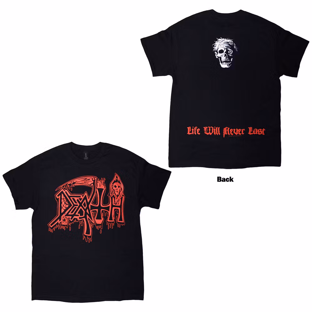 DEATH: Life Will Never Last (Back Print) T-shirt (black)