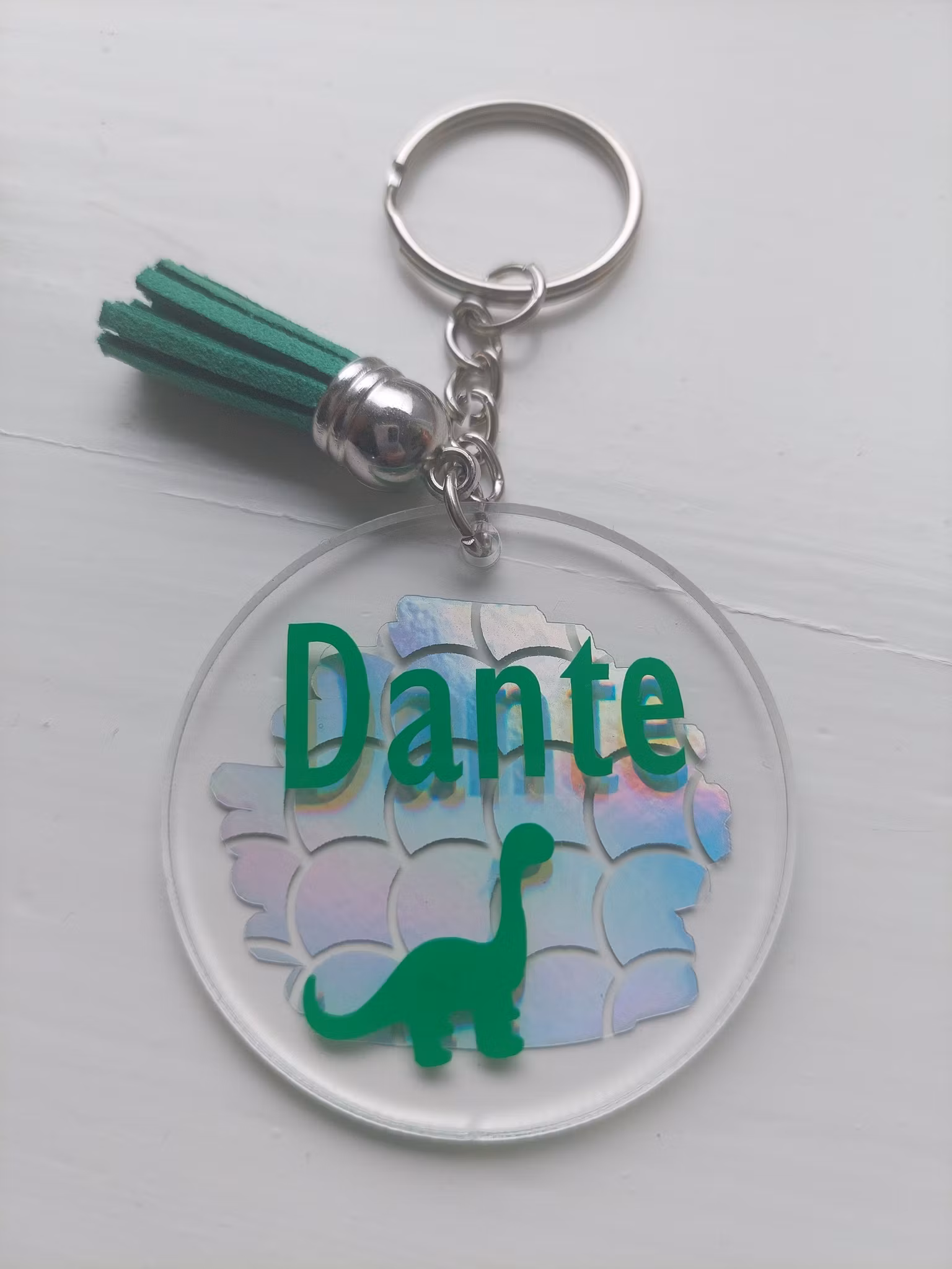Nyckelring Dinosaurie med namn
