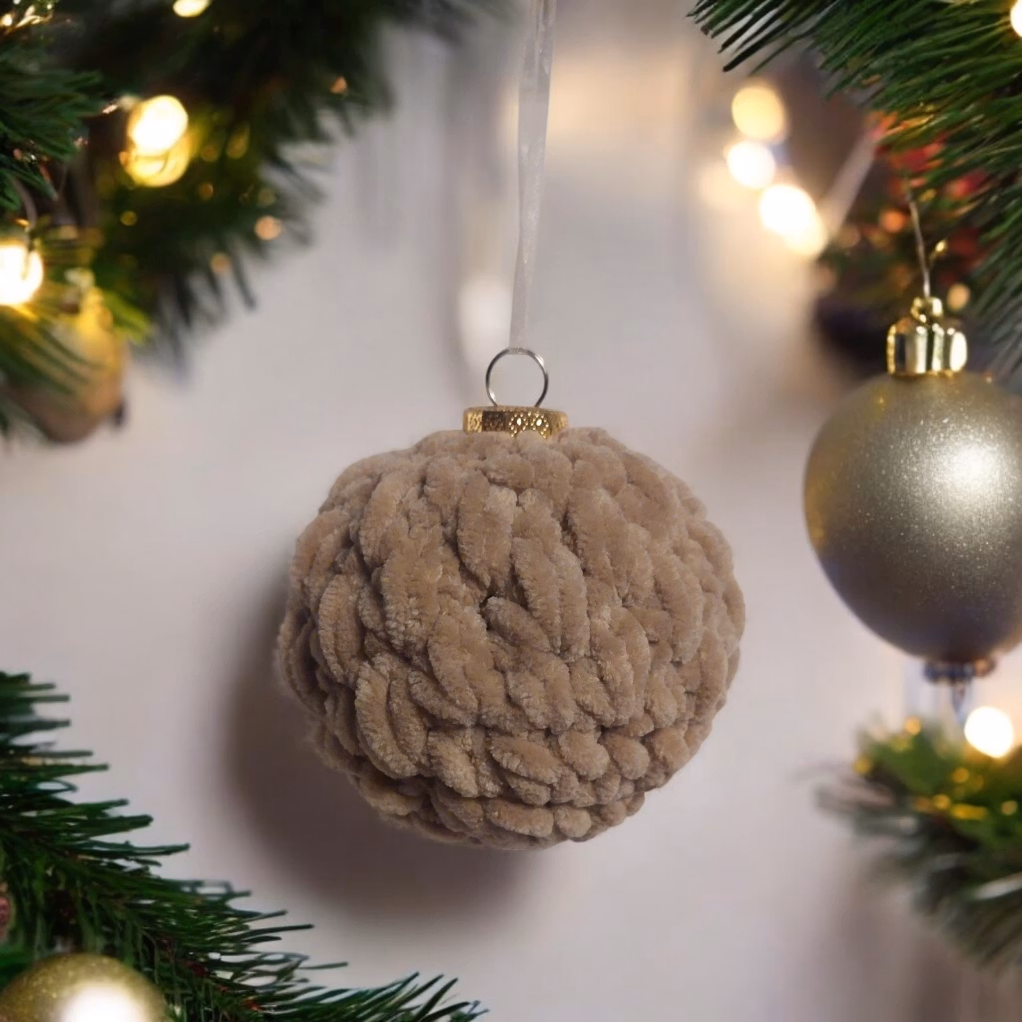 Virkad julkula Beige