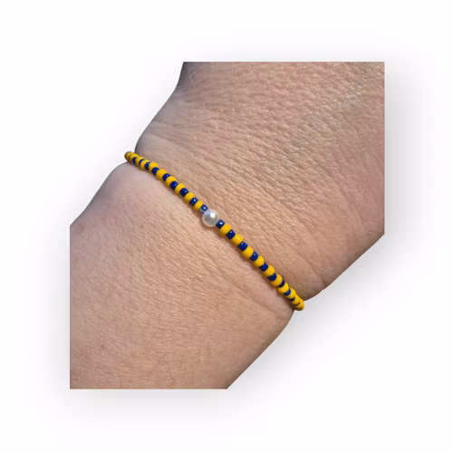 Armband Blå och gul med pärla