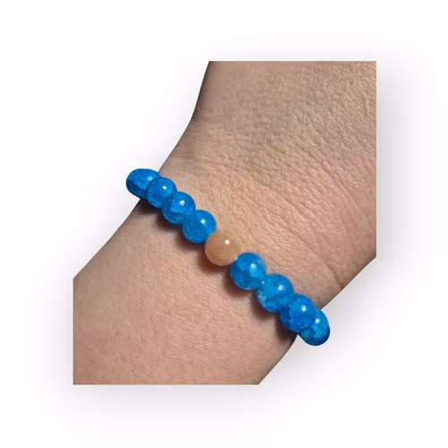 Armband havsblå med pärla