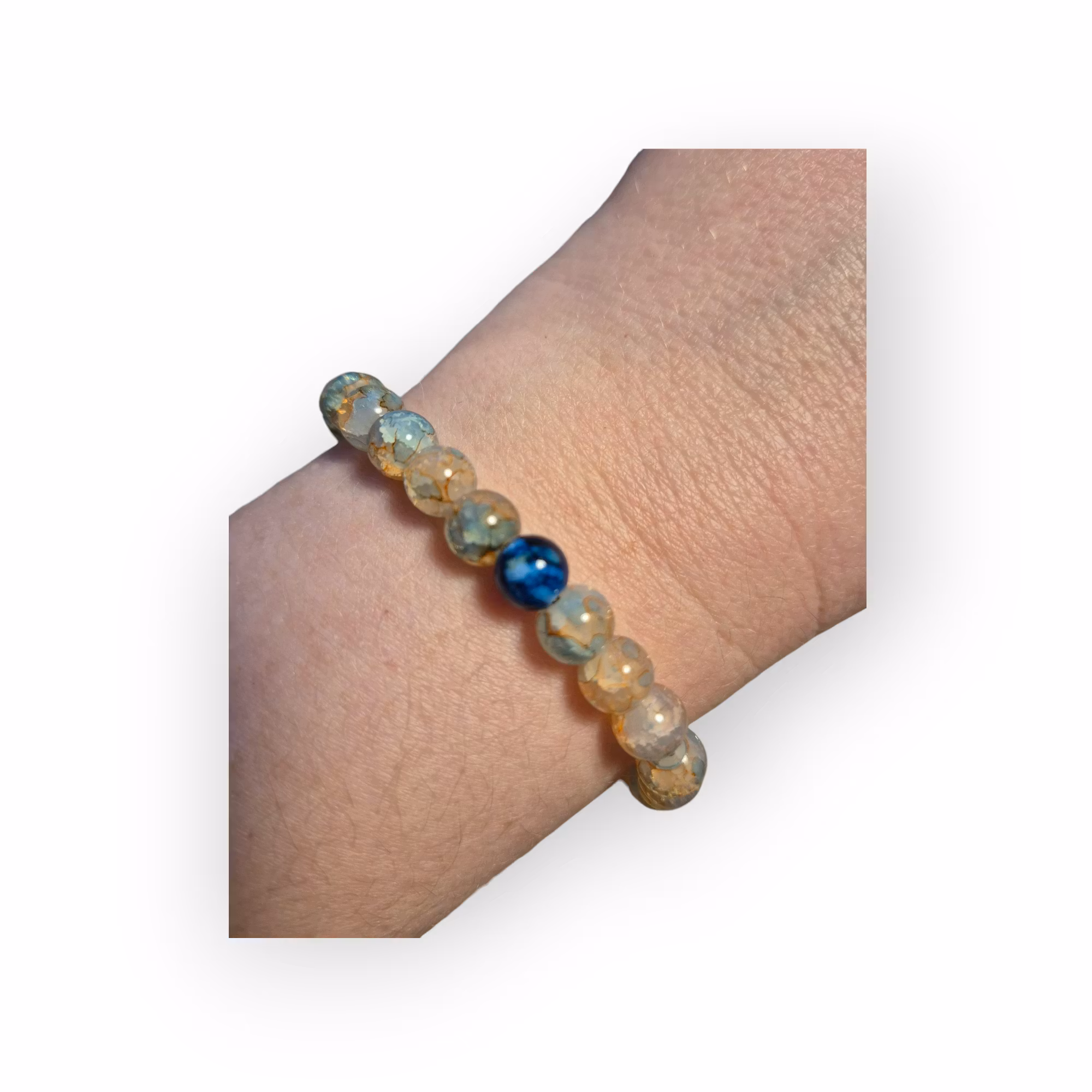 Armband rosa/blå med blå pärla