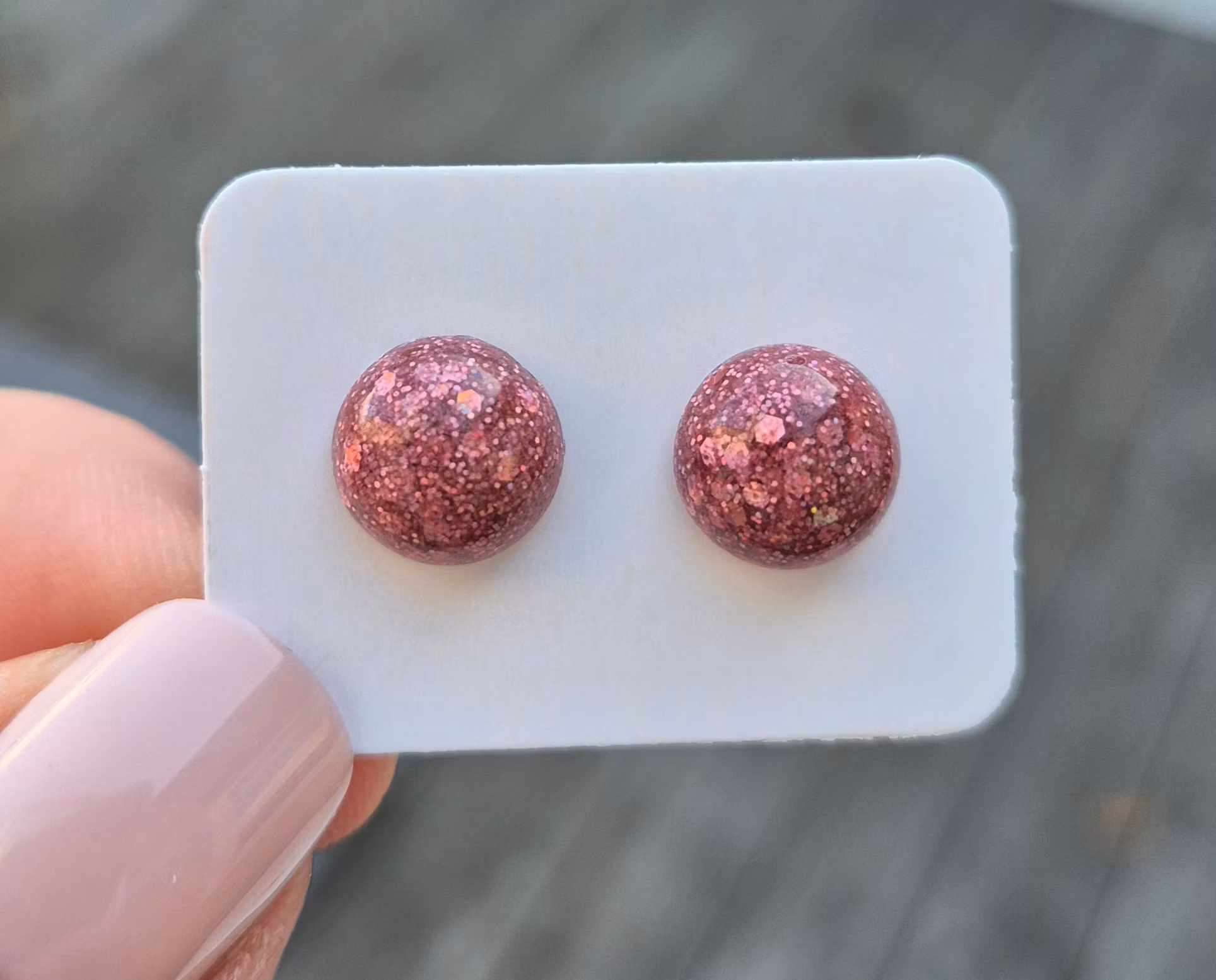 Örhängen Studs Glitter rosa