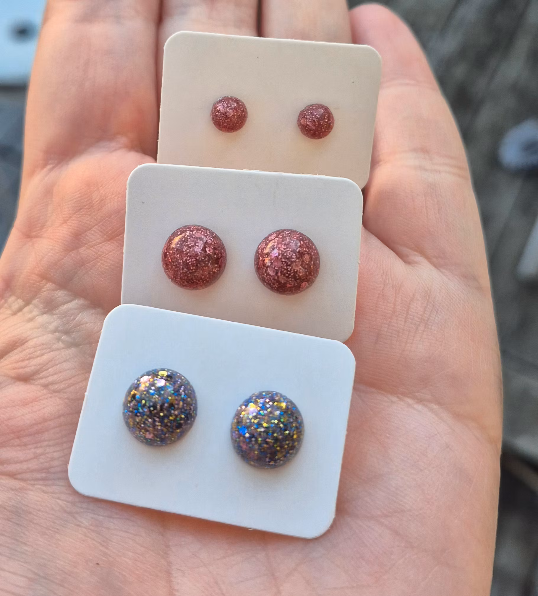Örhänge Studs Mini glitter rosa