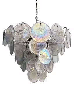 Enkel Murano takkrona - glasskivor klarglas 57