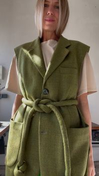 Wool vest with belt
