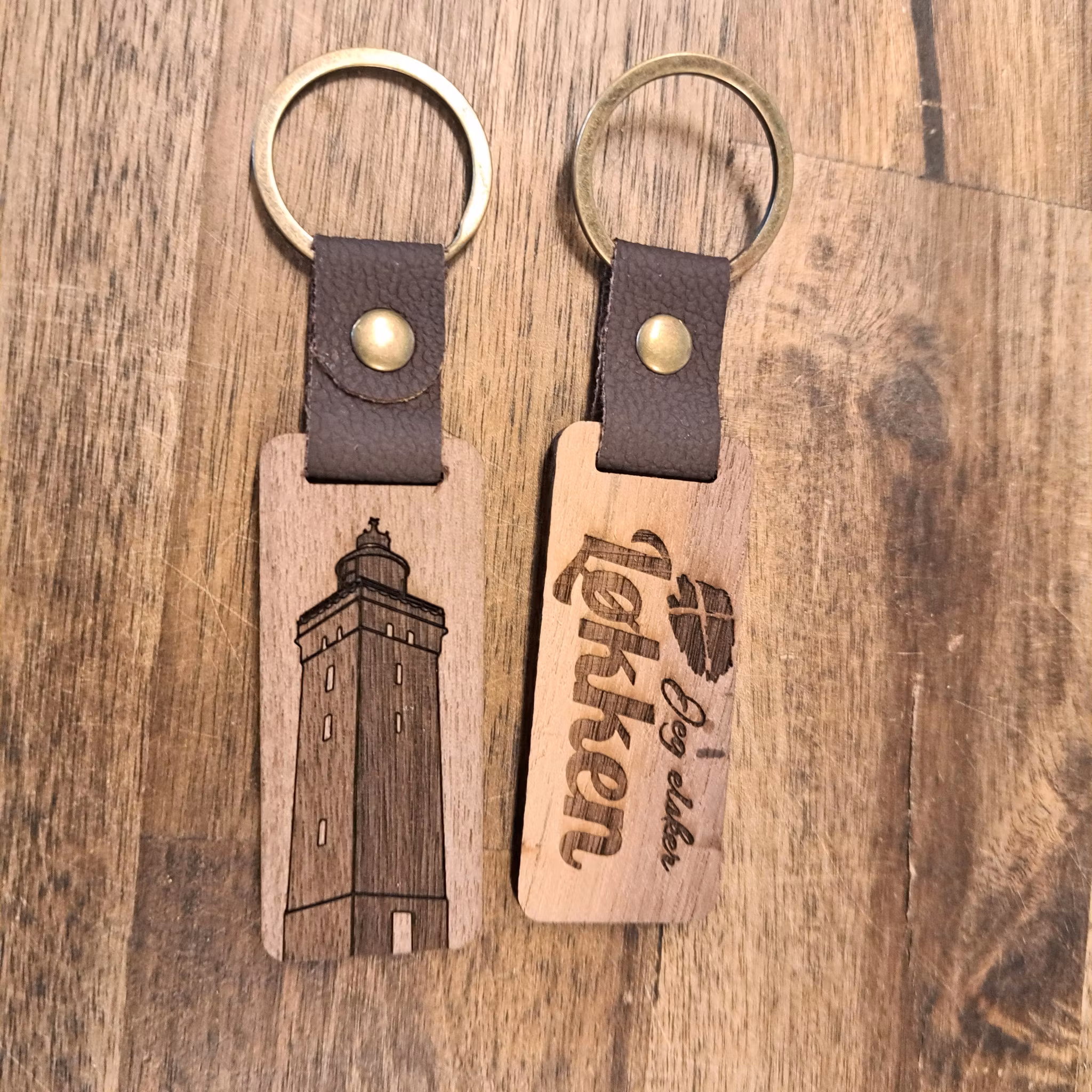 schlüsselanhänger Holz Leder lang/nøgleholder træ læder lang